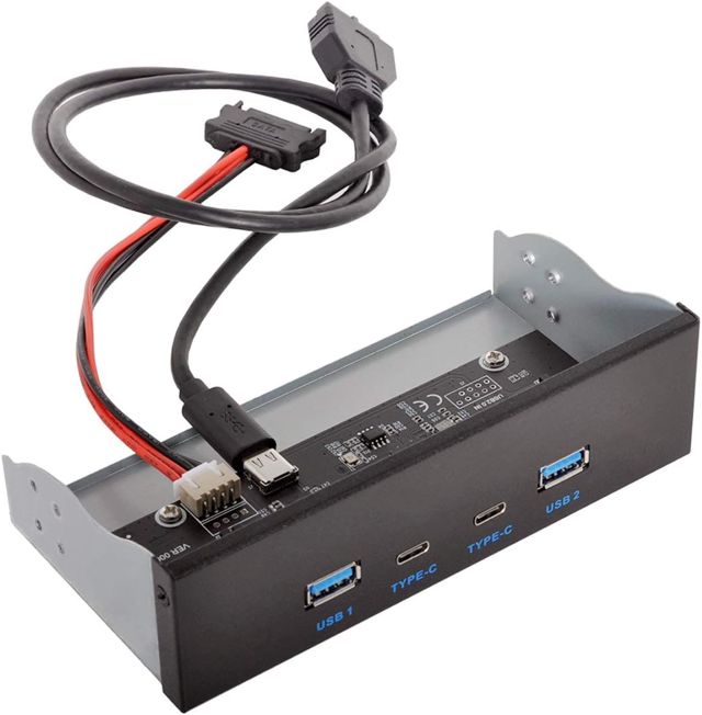 Cablecc USB-C & USB 3.0 HUB 4 Ports Panneau Avant vers la Carte mère 20Pin Connector Cable for 5.25 "CD-ROM Bay