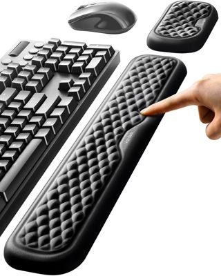 Vaydeer Repose-Poignet Clavier et Souris en Mousse à Mémoire Kit de Repose-Poignets antidérapant, Wrist Rest Pad pour Ordinateur et Ordinateur Portable Protégez le Poignet - Noir