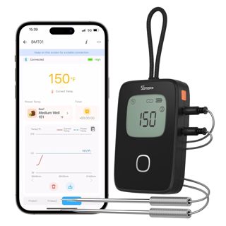 SONOFF Thermomètre Cuisine, LCD Lectures Instantanées Thermometre Viande avec Sondes Doubles de 15cm, Aimant, Températures Prédéfinies, Minuteries et Alarmes, Convient pour la Cuisson, la Viande, BBQ
