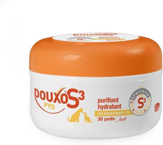 DOUXO S3 PYO Pads, 30 cotons imprégnés pour nettoyer, désinfecter et apaiser la peau des chiens et des chats