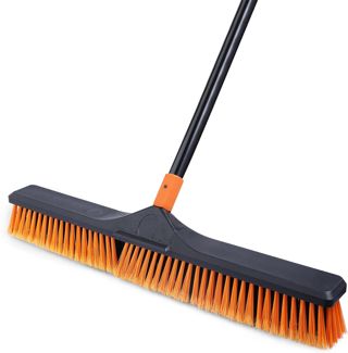CLEANHOME Balai Poussoir d'extérieur de 61 cm pour Nettoyage du Sol avec Manche de 165,1 cm de Long et Poils rigides, Brosse Robuste pour Magasin, terrasse, Garage, béton, terrasse Balayage extérieur