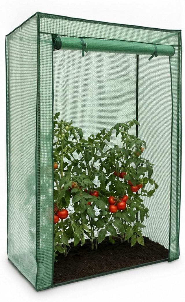 Relaxdays 10020027_345 Serre de jardin à tomates TOMMY Tente pour plantes Protection des légumes Toit abri hiver 150 x 100 x 50 cm PE housse résistante fleurs - Vert