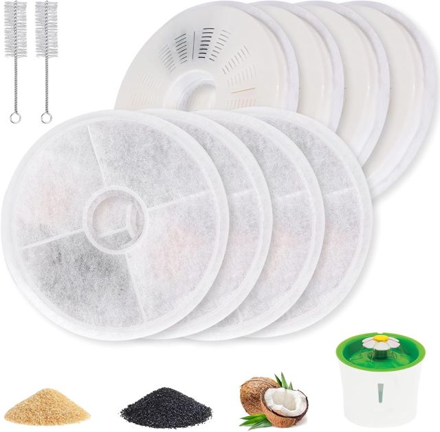 12 Filtres Fontaine à Eau Chat, Compatible avec Fontaines Type Pixi, Triple Filtration avec Charbon Actif & Résine Échangeuse d’Ions, Soutient la Santé Urinaire