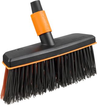 Fiskars Balai d'extérieur, Tête d'outil QuikFit, Largeur: 26 cm, Poils en polypropylène, Noir/Orange, QuikFit, 1001417