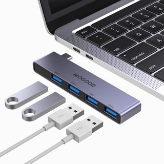 MOGOOD Hub USB-C 4-en-1, 60W PD, USB3.0, Alu, Ultra-Fin, Portable, PC/Mac