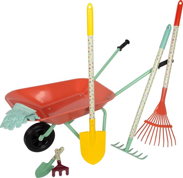 Small Foot Grand kit de Jardinage avec brouette « Tiny Garden », Outils et Gants de Jardinage, dès 3 Ans, 12819