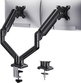 HUANUO Support Écran pc 2 Écran à 32 Pouces, Bras Écran pc Supporte Max 10 kg, Support Gaming Écran pc avec Réglable Hauteur/Inclinaison/Pivotement/Rotation, Norme VESA 75 mm ou 100 mm