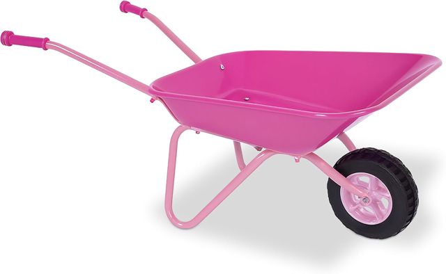 Relaxdays Brouette pour Enfants, poignées ergonomiques, H x L x P : 43 x 74 x 36 cm, métal, Chariot à Jouets, Rose/Noir