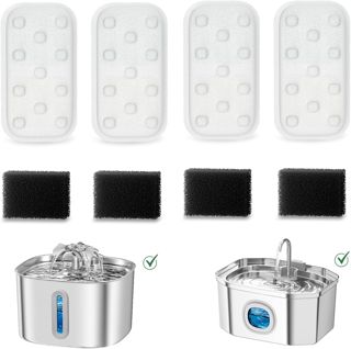 APAUK 3.2L Fontaine a eau chat,Fontaine a Eau Chat INOX-2 Filtres+2 Éponges