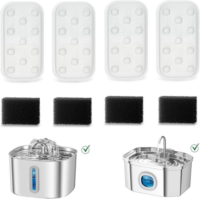 APAUK 3.2L Fontaine a eau chat,Fontaine a Eau Chat INOX-2 Filtres+2 Éponges
