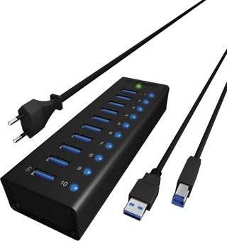ICY BOX IB-AC6110 USB 3.2 Gen 1 (3.1 Gen 1) Hub USB Micro-B 5000 Mbit/s Noir