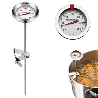 Thermometre de Cuisine en Acier Inoxydable, Thermomètre de Cuisson Analogique avec Sonde Longue 23cm et Clip, Lecture Instantanée pour Viande Barbecue Four Huile Friture Lait