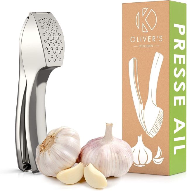 Oliver's Kitchen Presse-Ail Professionnel + Éplucheur & Brosse Inclus
