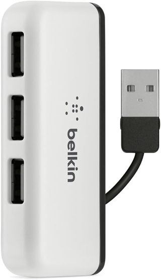 Belkin - Mini hub 4 ports (2 x USB-C et 2 x USB-A) avec Câble USB-C Intégré - Hub USB-C pour MacBook Pro, Chromebook Pixel et autres Ordinateurs Portables USB-C
