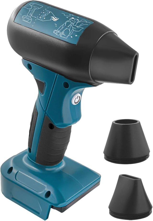 Dépoussiérant sans fil 130 K tr/min, compatible avec outil de soufflage 18 V, mini ventilateur, ventilateur portable à 4 vitesses, ABS, 9,9 x 7,62 x 20,32 cm