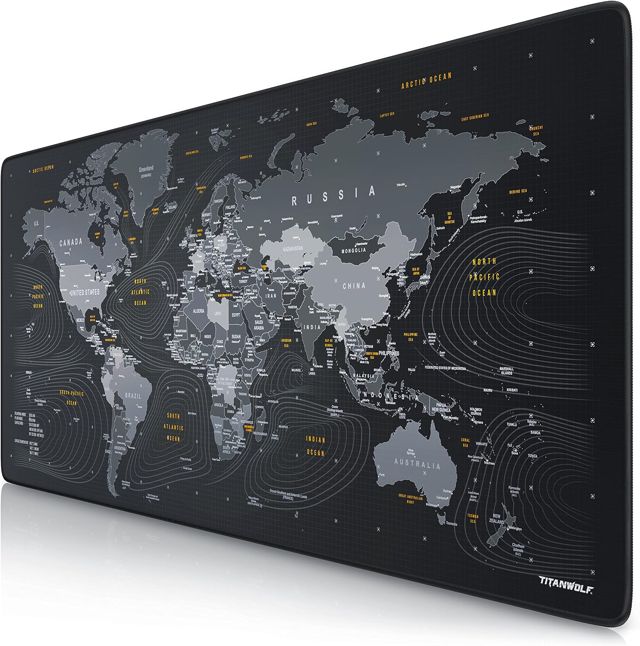CSL Tapis de souris XXL Speed Gaming Titanwolf - Carte du monde - 900 x 400 mm - XXL - Grande taille - Améliore la précision et la vitesse