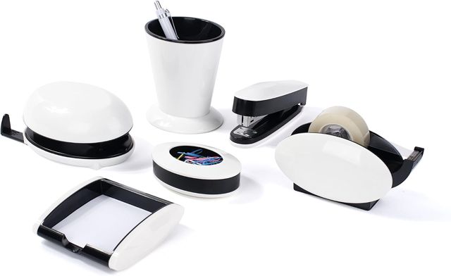 Pavo Set Trendy Organiseur de bureau Blanc laqué/Noir