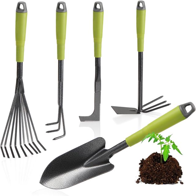 com-four® Kit de 3 Outils de Jardin - en Acier Inoxydable