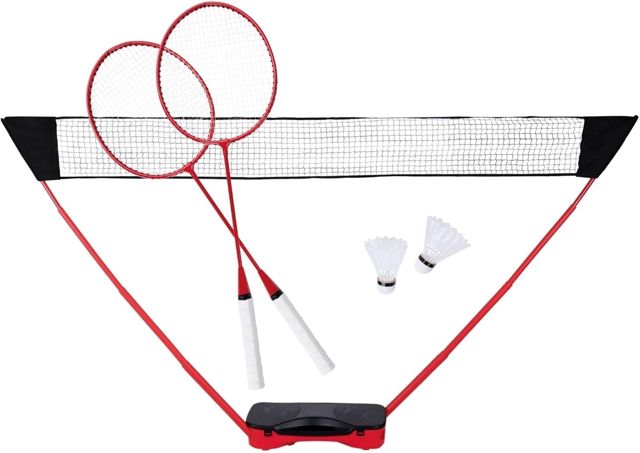 Donnay Badminton Set Complet - Raquette De Badminton pour 2 Joueurs - avec Volant et Filet Exterieur - Idéal pour Jeux Exterieur Adulte