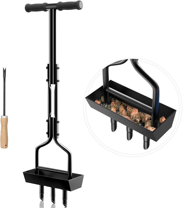 Aérateurs de Gazon Manuels, Aérateur de Pelouse Aérateur à Gazon Manuel Aérateur Gazon Aerateur Pelouse Core Aérateur avec Bac de Rangement et Outils de Jardin, Poignée Noire