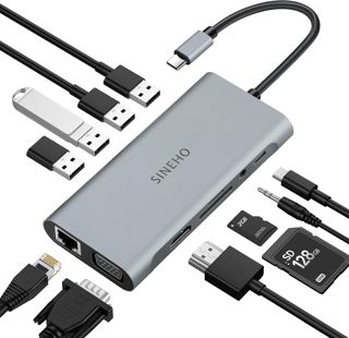 Hub USB C 11-en-1 HDMI 4K VGA Ethernet Lecteur de Cartes SD/TF