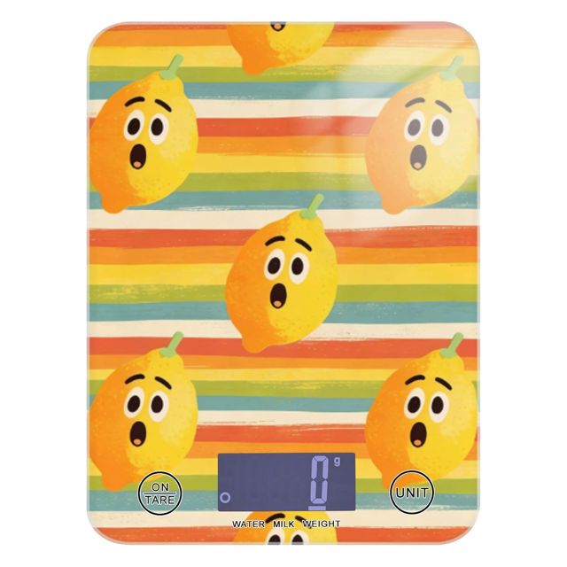 Balance de cuisine numérique rétro arc-en-ciel citron facile à nettoyer 5 kg/5 g avec 4 unités pour perte de poids (piles non incluses)
