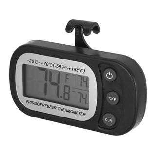 POPETPOP Thermomètre Numérique pour Réfrigérateur et Congélateur avec Écran Lcd, Installation Flexible, Crochet Suspendu, Boîtier Abs Noir, Cuisine et Seniors