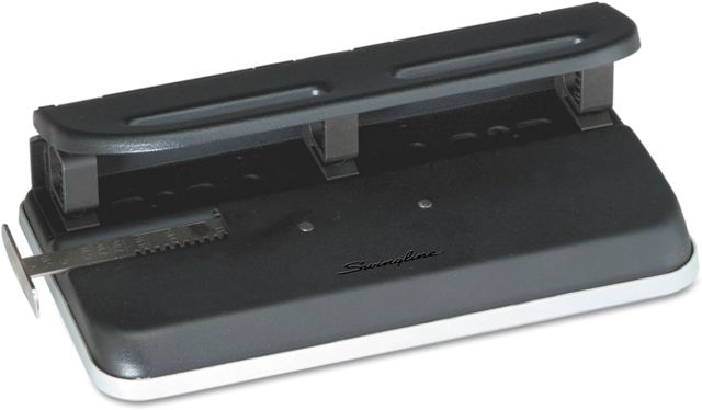 Swingline Perforatrice 2 à 7 trous, semi-réglable, perforatrice robuste, toucher facile, capacité de perforation de 24 feuilles, noir (74150)