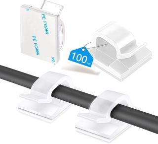 Abnii Lot de 100 Grands Clips de Câble Adhésifs, Transparent