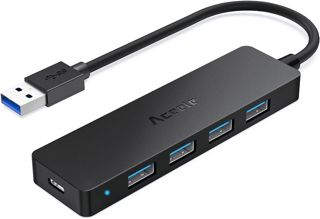 Aceele 5-Port USB 3.0 Ultra Fin Data Hub avec câble étendu de 4ft, 5Gbit/s USB 3.0 Ports, Hub USB pour MacBook, Mac Pro/Mini, iMac, Surface Pro, XPS, PC Portable, clés USB, Disque Dur Mobile, et Plus.