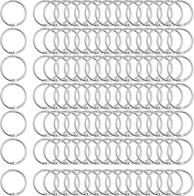 120 Anneaux de Reliure Métal 15 mm Ouvrables pour Scrapbooking, Argent