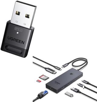 UGREEN Revodok Pro 1091 Hub USB C et Dongle Bluetooth 6.0 Clé USB Bluetooth pour PC Plug et Play Hub USB C Ethernet Gigabit 9 en 1 Docking Station
