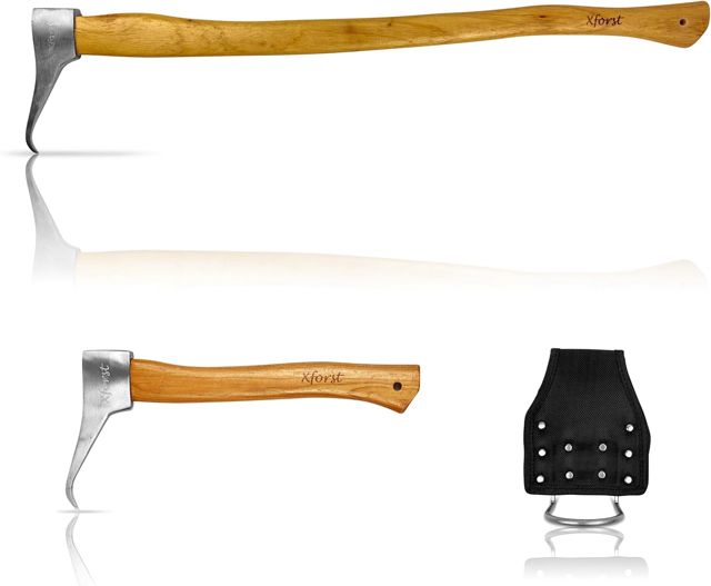Xforst Sappie à Main – Set 2 pièces avec Support de Ceinture, Sapie Longue 70 cm + Sapie Courte 38 cm, Outil forestier forgé en Acier Carbone, Manche Hickory – X-P500L & X-P50BX