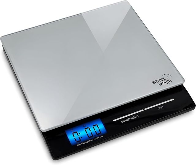 Smart Weigh Balance Professionnelle de cuisine et postale numérique avec Plate-forme en verre trempé, Modes de pesée multiples et Fonction Tare, Argent