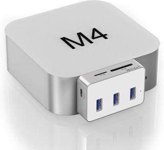 Station d'accueil pour Mac Mini M4 - Hub USB-C 6 en 1 avec USB-C 10 Gbps, USB-A 3 x 5 Gbps, lecteur de cartes SD/TF 3.0, design compact en aluminium | Accessoires parfaits pour Mac mini M4/M4 Pro