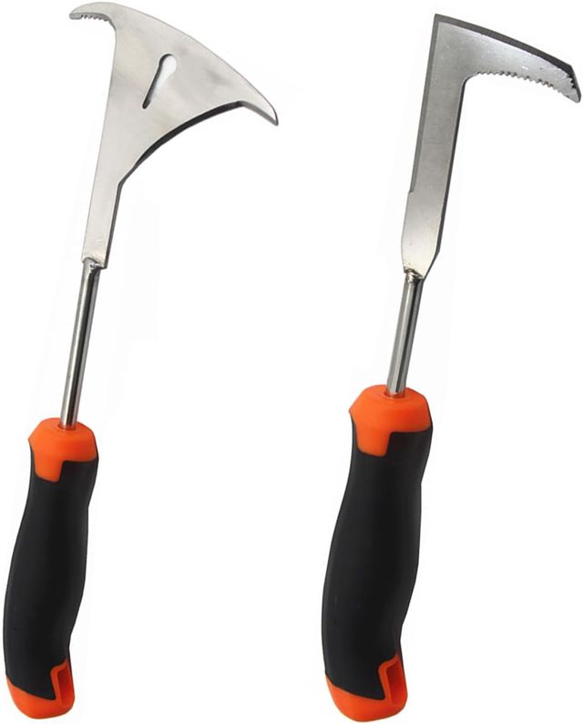 2PCS Desherbeur Manuel Acier Inoxydable, Arrache Mauvaise Herbe pour éliminer la Mousse et Les Mauvaises Herbes dans Les Joints de Pavés, Outils de Jardin