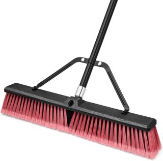 TidyBliss 60 cm Balai Brosse Exterieur, Grande Brush Commerciale à Poils Durs avec Manche Long de 160 cm pour Garage, Atelier, Jardin, Cour, Terrasse, Rue, Entrepôt, Pelouse, Allée (Rouge)
