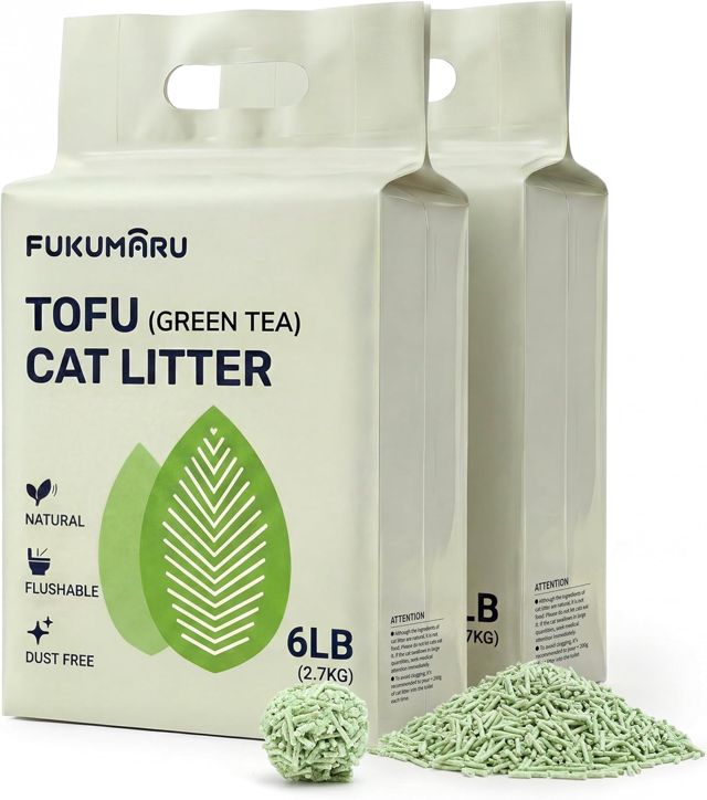 FUKUMARU Litière pour Chats en Tofu 10,8 kg, Parfum de Thé Vert