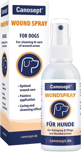 Canosept Spray Antiseptique Pour Chiens 75 ml - Spray pour plaies - Spray Antibactérien Pour Le Nettoyage Et Le Soin Des Plaies - Favorise La Cicatrisation - Traitement optimal des plaies