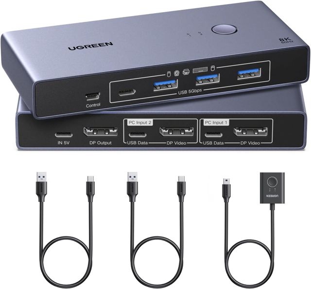 UGREEN Switch KVM Displayport 8K 60Hz 2 Entrées 1 Sortie