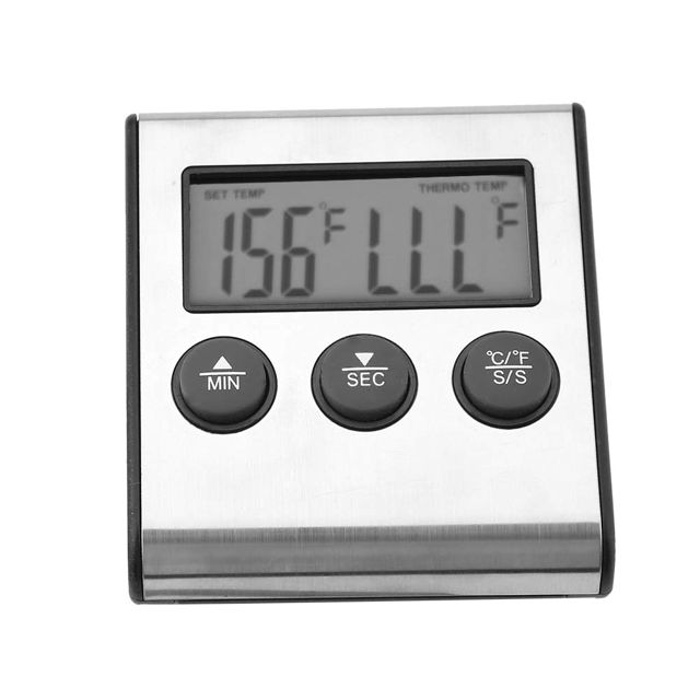 FTVOGUE Thermomètre à Thermocouple, Minuterie de Cuisson Bimétallique avec Alarme, Plage de Température de 300 °C pour Barbecue à Viande de Cuisine