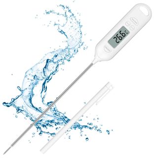 flintronic Thermomètre Cuisine, Thermomètre à Viande Numérique 3 Secondes Haute Précision avec Écran LCD °F/°C Bouton pour Nouriture, Viande, Huile, Lait, Vin, BBQ et Eau Chaude(Pile Incluse)
