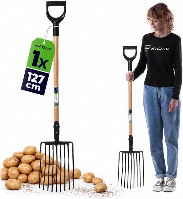 KADAX Lot de 23 Fourchette en Acier Avec Poignée en D - Bêche, Foin, Pommes de Terre, Fumier, Pierres - Noir