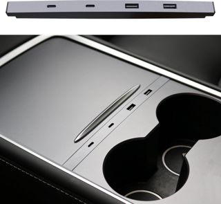 Chargeur Hub USB embarqué pour Tesla Model Y 2021-24 et Model 3 2021-23, Prise en Charge de la Charge Rapide USB-C, Accessoires pour Station d'accueil OEM multiport pour Console Centrale