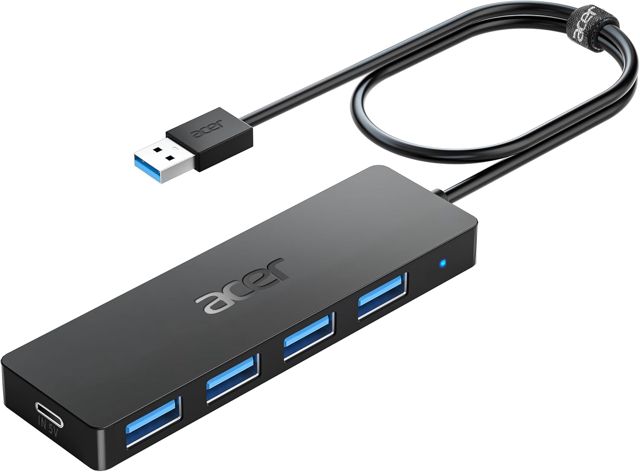 acer Hub USB 3.0 avec 4 Ports USB 3.0, Adaptateur Multiport USB pour PC, MacBook Air, Mac Pro/Mini, iMac, Surface Pro, XPS, PS4, Disque Dur Mobile, clés USB et Plus (60cm)