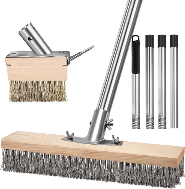 Balai Brosse Extérieur, Brosse Métallique avec Manche Amovible 165cm