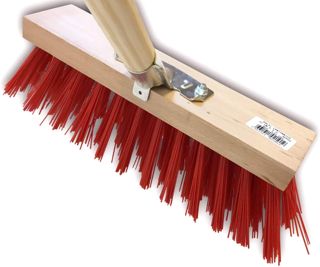 Kibros Lot 3 balais cantonnier PVC Rouge 32 cm avec Manche Bois