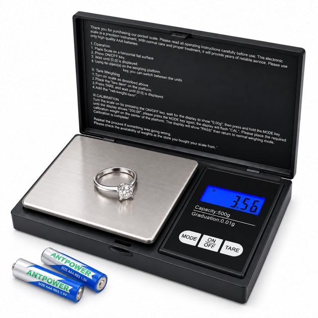 Balance de Précision 500g/0,01g, Mini Balance de Cuisine Portable avec Écran LCD Rétroéclairé, Pèse Aliment pour Bijoux, Or, Café et Ingrédients, Fonction Tare, Noir