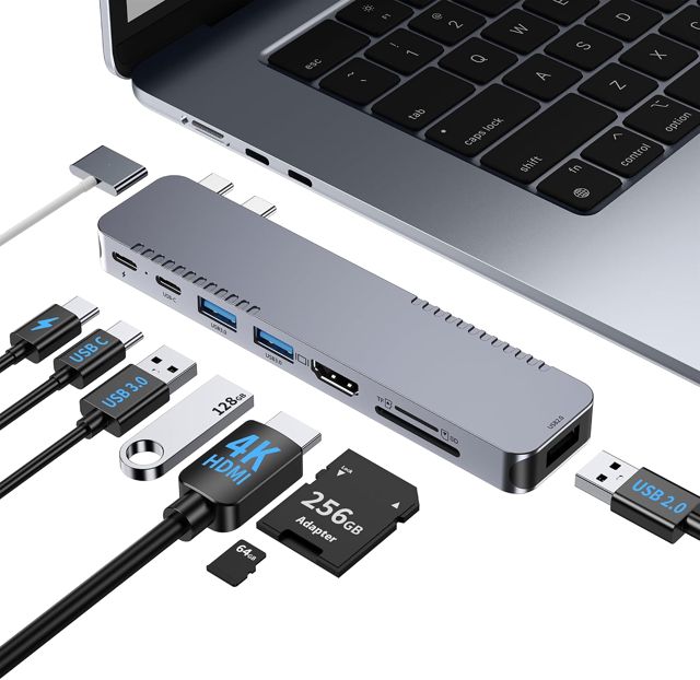 BHHB Hub USB C Adaptateur pour MacBook Pro Air Dock 8 en 2 Adaptateur pour Mac Book 4K@30Hz HDMI Thunderbolt 4/3, USB 3.0, SD/TF, Hub USBC Docking Station d'accueil USB C pour Mac M5 M4 M3 M2 M1