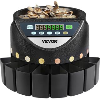 VEVOR Pièces de Monnaie d'Argent 220 V / 50 Hz Trieur de Pièces Environ 300 pièces/min Pièces de Trieur d'Argent et Capacité de la Boîte Environ 50 à 300 Pièces Chacune avec 8 Boîtes de Collecte